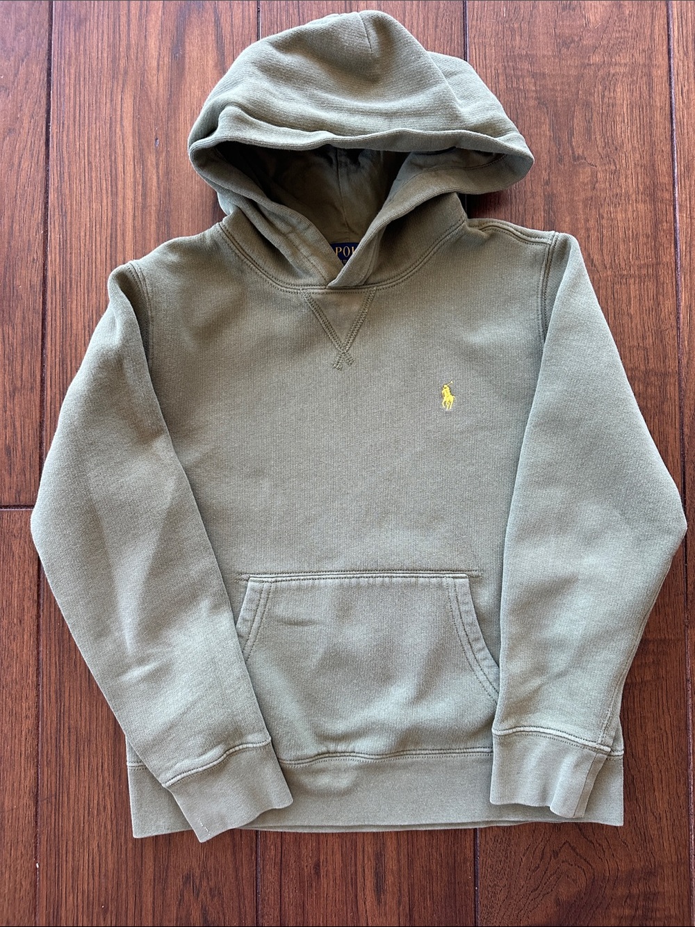 Polo by Ralph Lauren Olive Hooded Sweatshirt with Yellow Pony Embroidery